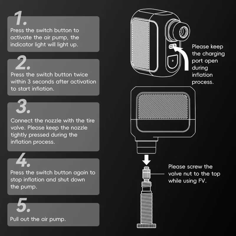 Фотография №5 товара ROCKBROS Electric Air Pump Portable 100PSI Bicycle Pump Air Compressor