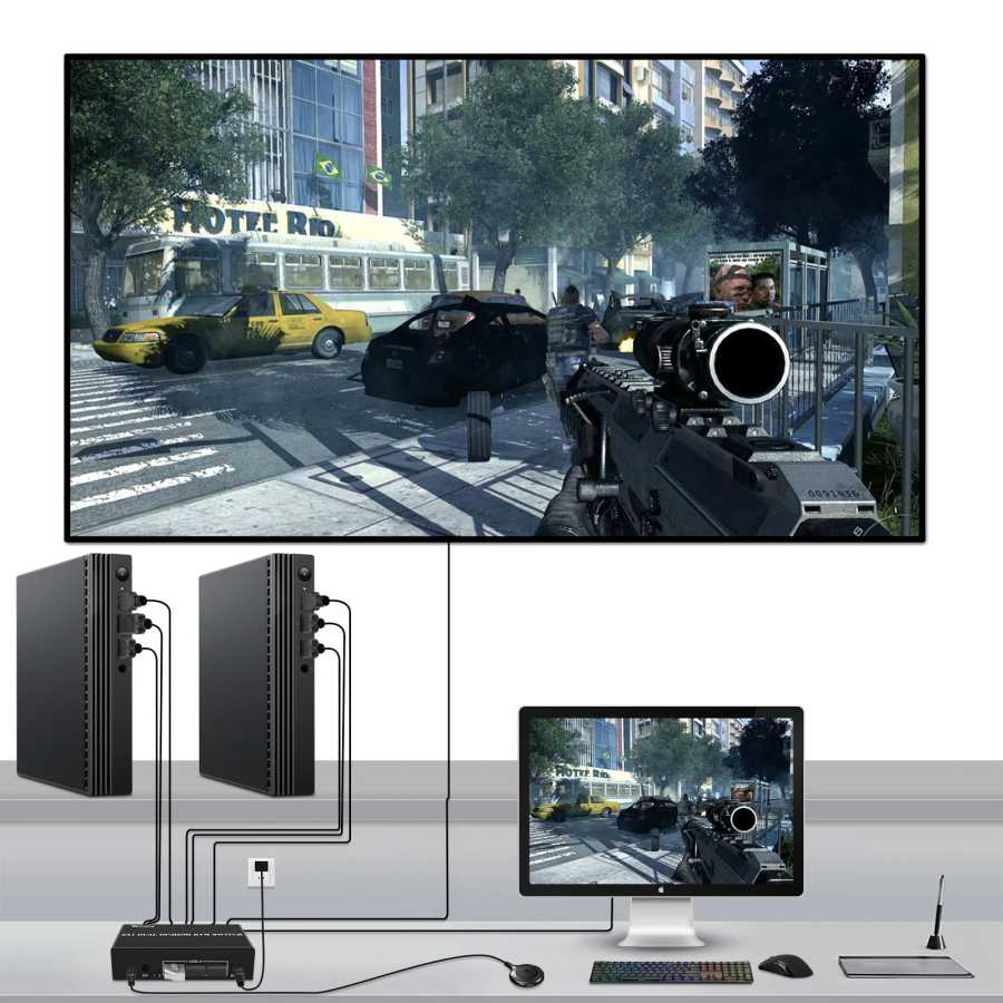 Фотография №2 товара 2x1 KVM-переключатель с двумя мониторами HDMI и DP 4K 60