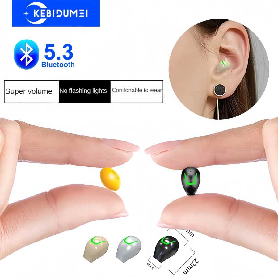 Миниатюрные невидимые наушники Bluetooth 5.3, беспроводные TWS-наушники HiFi стерео с шумоподавлением для iPhone Портативное аудио и видео