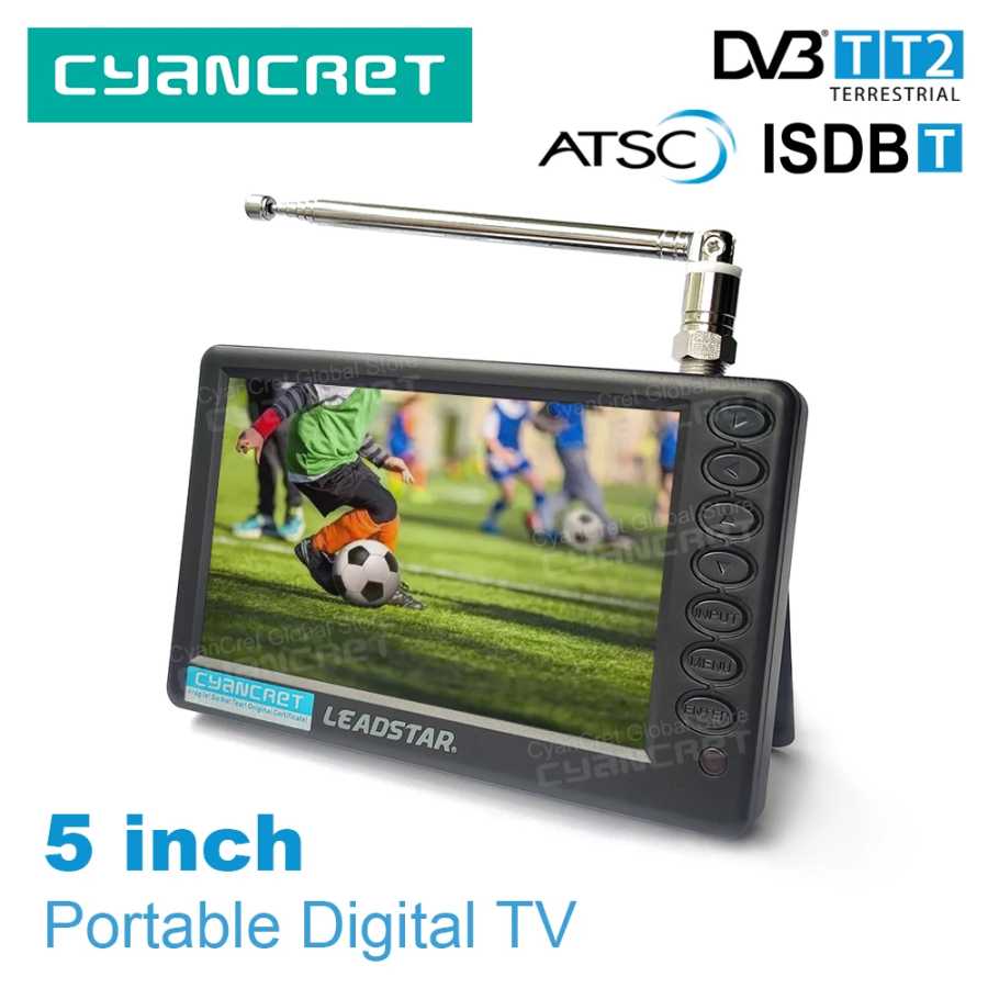 LEADSTAR D5 Портативный телевизор Карманный телевизор 5-дюймовый DVB-T2 TDT DTT Цифровой и аналоговый Мини-телевизор для небольших автомобилей с поддержкой USB TF AC3 Крупная бытовая техника