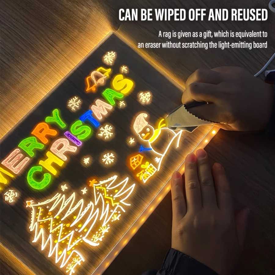 Фотография №5 товара Светодиодная доска для заметок DIY, акриловый ночник, 7 ручек, доска