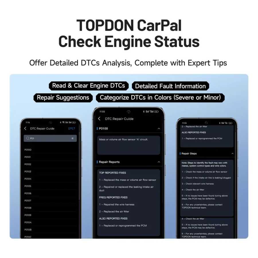 Фотография №4 товара TOPDON Carpal OBD2 сканер для автомобиля, инструмент для диагностики всех