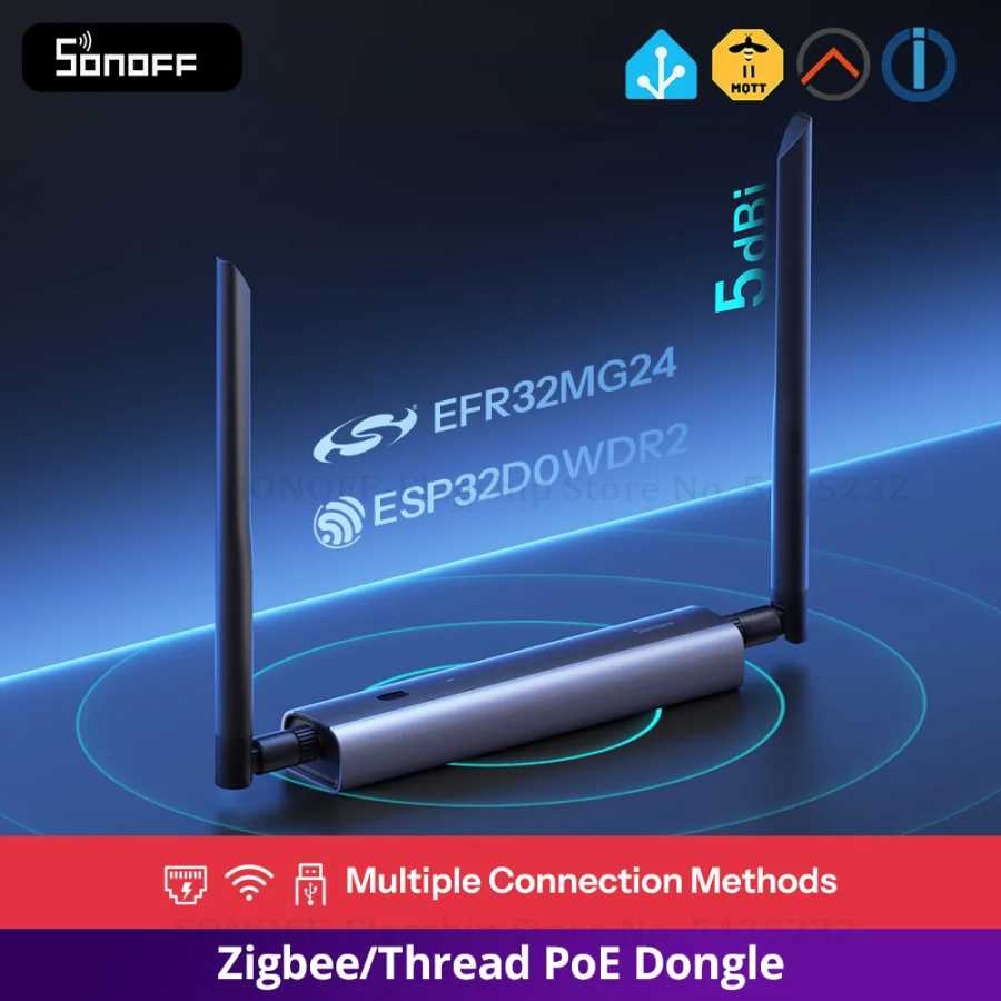 SONOFF Dongle-M Dongle Max Zigbee/Thread PoE Dongle Высокопроизводительный набор микросхем с двойной антенной поддерживает подключение Ethernet, Wi-Fi, USB Умная электроника
