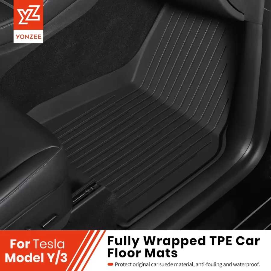 Коврики YZ для Tesla Model Y 2021-2026 и Model 3 Highland, коврик в багажник, водонепроницаемый, противоскользящий, из TPE, комплект напольных ковриков-вкладышей 