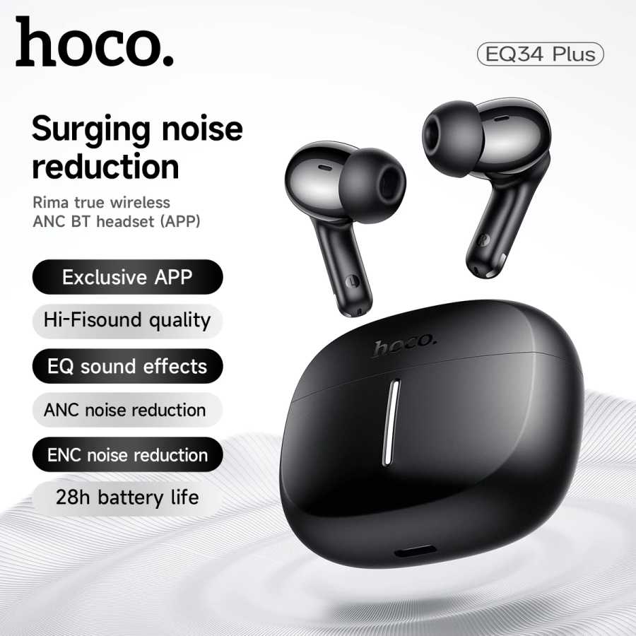 HOCO ANC Acitve Noise Reduction Беспроводные наушники Bluetooth 5.4 с управлением через приложение EQ Sound Hi-Fi Спортивные музыкальные наушники 28 часов в режиме ожидания Портативное аудио и видео