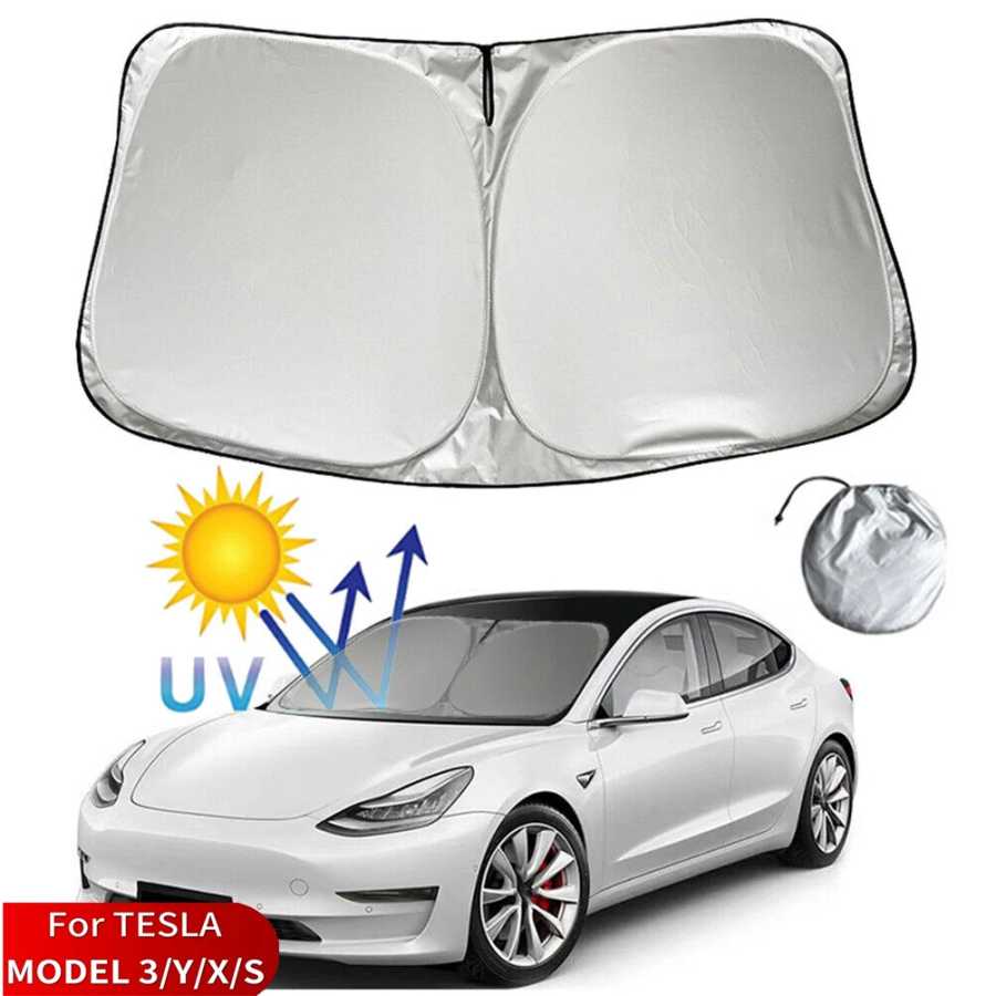 Солнцезащитный козырек для лобового стекла Tesla Model Y 3 2017-2025 2026, складная защита от солнца для переднего окна, аксессуары для защиты от нагрева Внешние аксессуары
