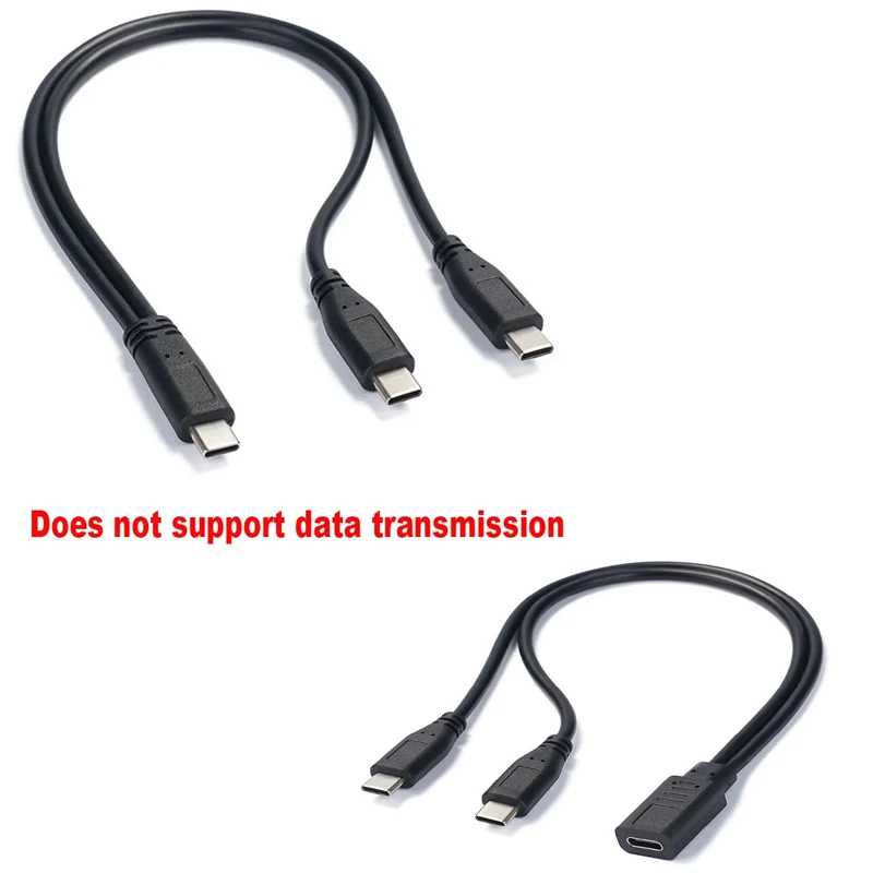 USB Type C Y Кабель-разветвитель 1 &laquo;мама&raquo; на 2 штекера Удлинитель ПК Телефон Планшет 15 Вт 3A Адаптер питания Шнур зарядного преобразователя Линия Компьютерная периферия