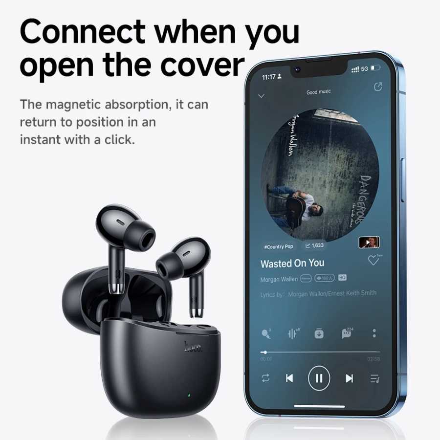 Фотография №5 товара Беспроводные Bluetooth-наушники HOCO EQ2 5.3 с сенсорным управлением, стереозвуком, встроенным