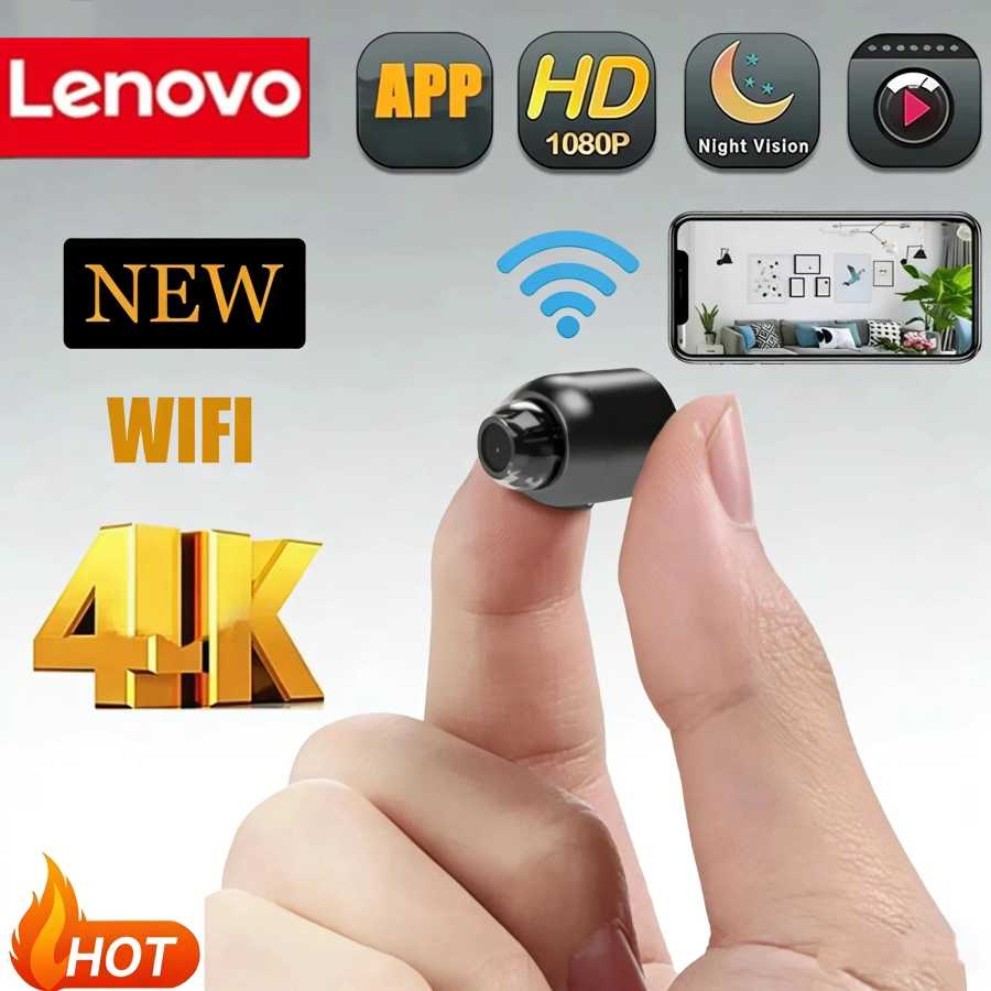 Беспроводная камера Lenovo 4K для видеонаблюдения, ночного видения, с функцией обнаружения движения, мини-видеокамера, монитор для умного дома Детали для мобильных телефонов