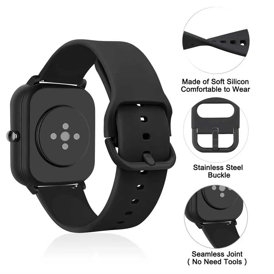 Фотография №1 товара Силиконовый ремешок для часов Amazfit GTS 4/3/2e Mini/GTR 4/3/Pro/2/2e/stratos 3/2,