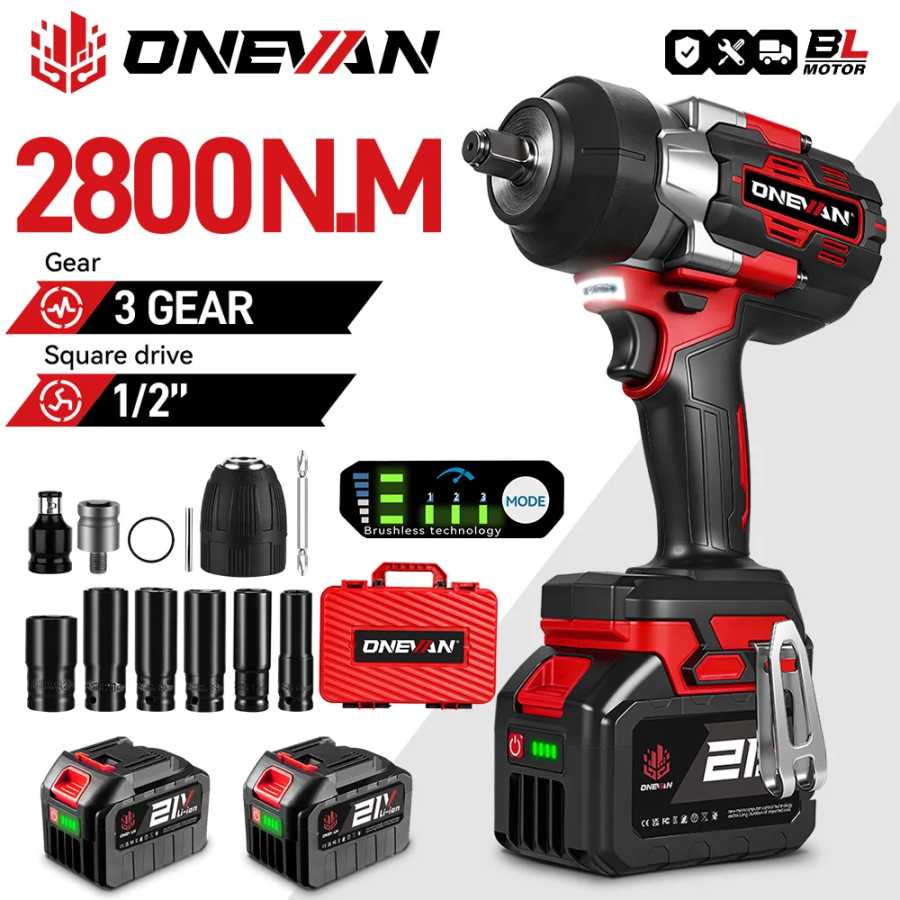 ONEVAN 2800N.M 2800 Вт бесщеточный электрический ударный гайковерт 1/2 дюйма аккумуляторный ключ отвертка электроинструмент для Makita 18 В аккумуляторный штифт Электрические инструменты