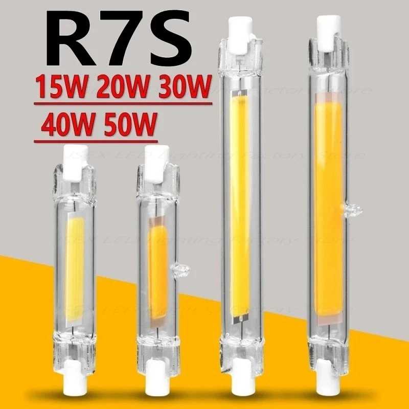 R7S Светодиодная стеклянная трубка COB Лампа 78MM 118MM Высокомощная лампа R7S Corn J78 J118 Замените галогенную лампу AC 110V 220V 240V Lampadas Лампочки и световые трубки