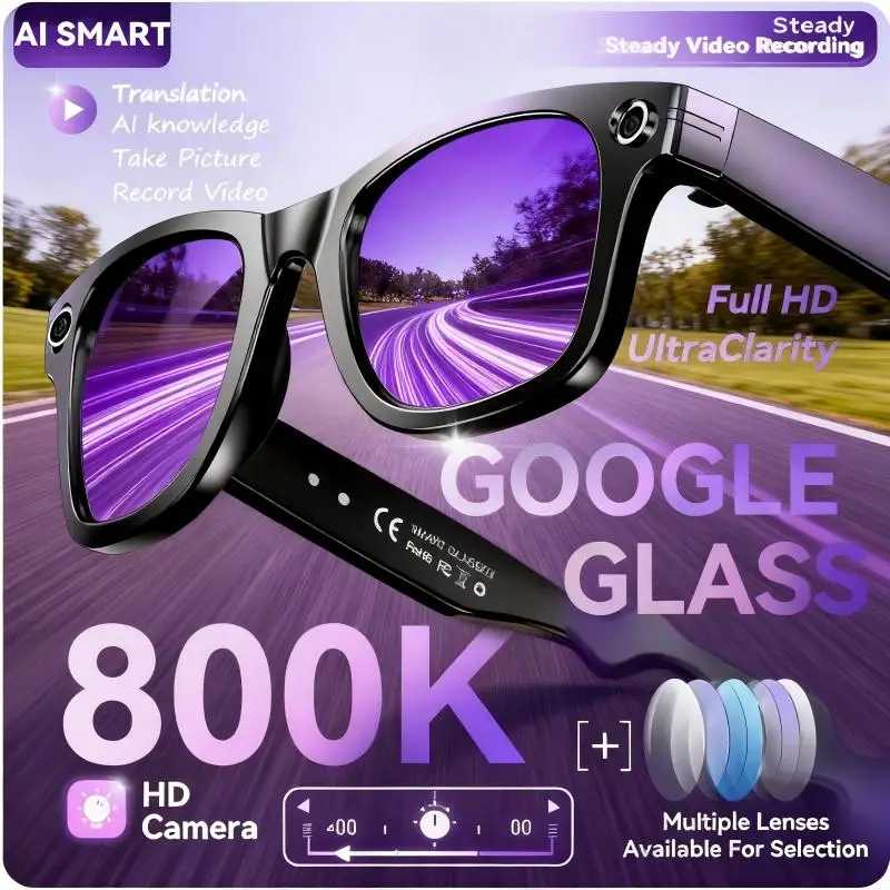 Умные очки 8K AI с камерой 100 МП, поддержкой Chat GPT, сенсорным управлением, спортивные солнцезащитные очки, Bluetooth-вызовы, видео, музыкальный плеер для мужчин и женщин Умная электроника