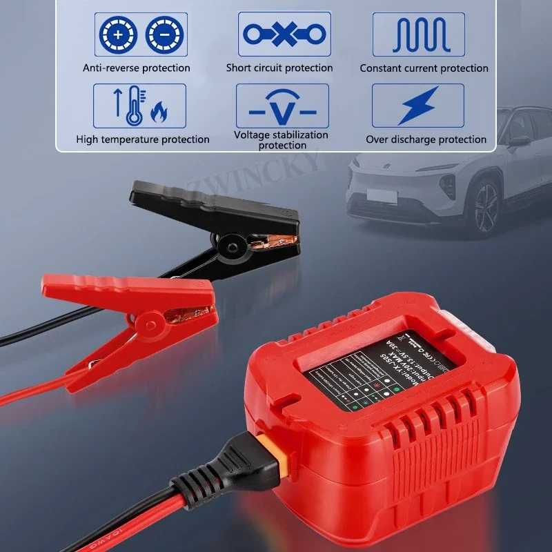 Фотография №3 товара Кабели для запуска двигателей Makita/Dewalt/Milwaukee/Bosch с литий-ионными аккумуляторами 18В, адаптер