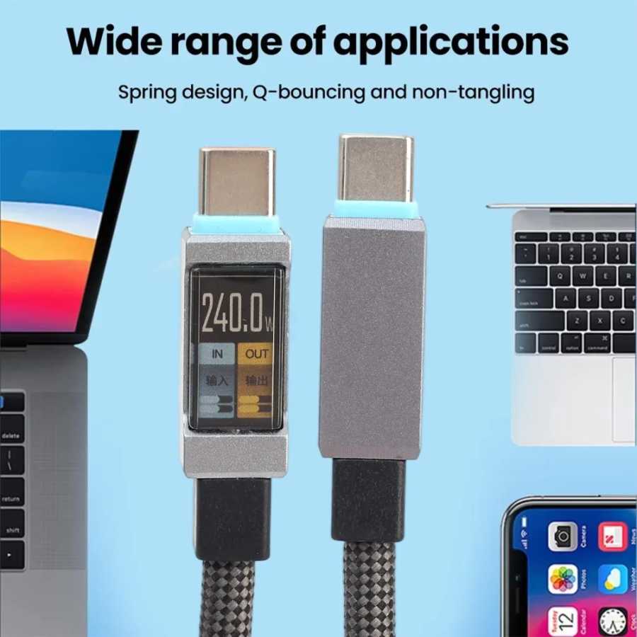 Фотография №1 товара Кабель USB-C на USB-C 240 Вт с чипом E-marker, оплеткой