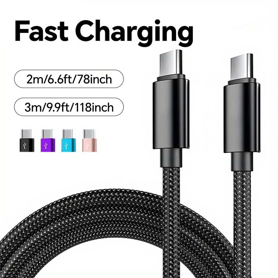 66W 5A нейлон 1 м 2 м 3 м USB C к кабелю для быстрой зарядки типа C для Iphone 15 16 Pro Max Samsung S24 Xiaomi OPPO зарядный кабель Аксессуары и запчасти