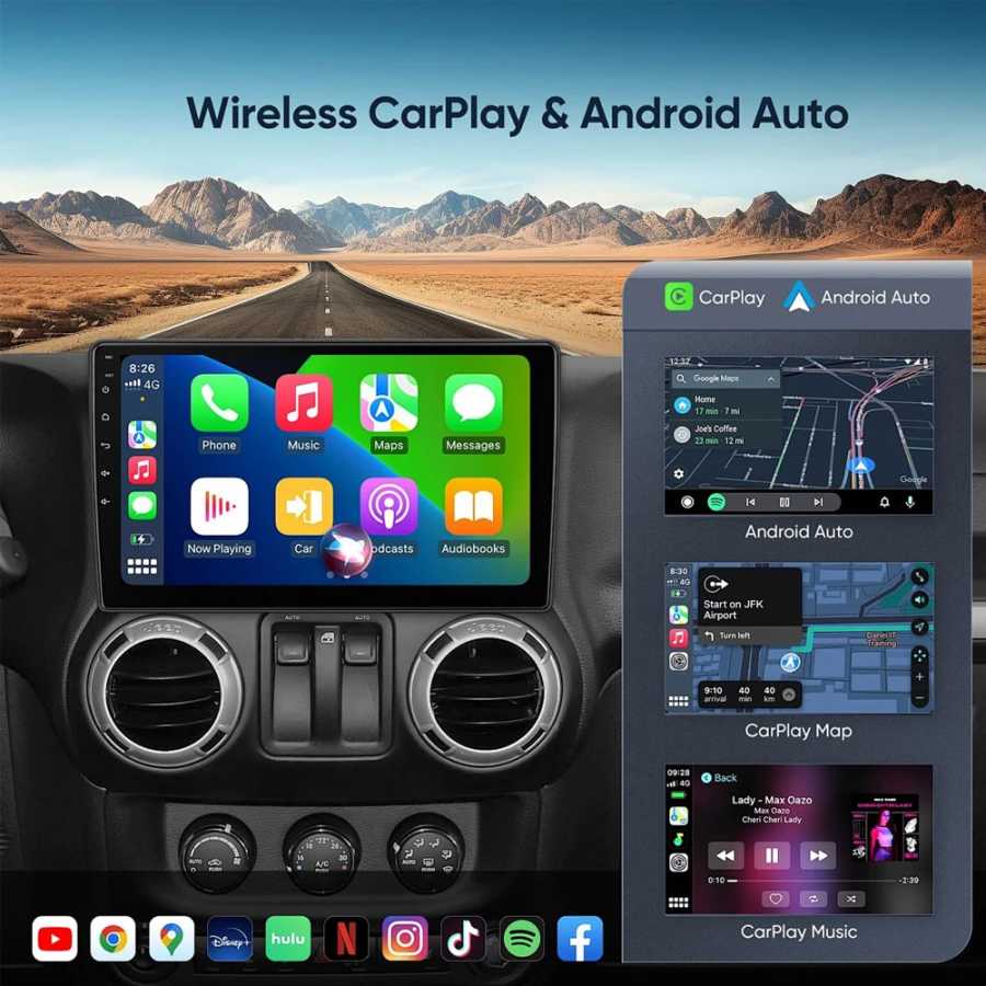 Фотография №1 товара Беспроводной CarPlay 2DIN Android 16 Автомагнитола Мультимедийный видеоплеер Универсальный 9/10
