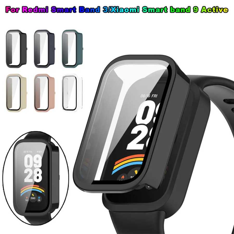 Жесткий чехол для ПК, стекло для Xiaomi Mi Band 9 Active Smart Watchband, защитная пленка для экрана, бампер, чехол для Redmi Band 3 Miband 9 Active Умная электроника
