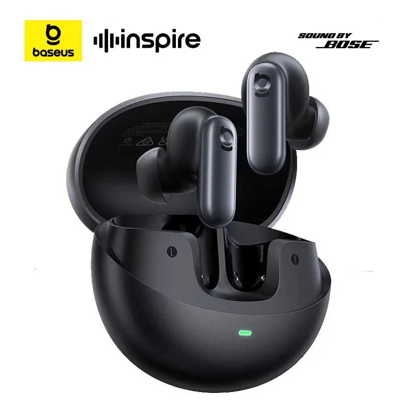 Беспроводные наушники Baseus Inspire XP1 с адаптивным шумоподавлением до -50 дБ, Bluetooth 6.1, Dolby Audio, 6 микрофонов, ENC, звук от Bose Портативное аудио и видео
