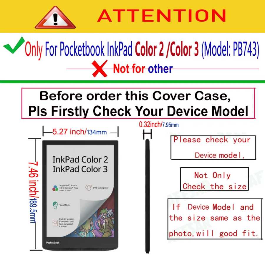 Фотография №1 товара Смарт-чехол для PocketBook InkPad Color 3 и 2, устройство чтения