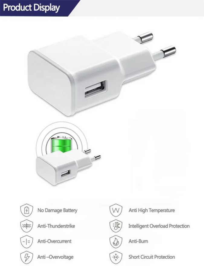 Фотография №3 товара Зарядное устройство USB, 5 В, 2 А, 10 шт., для