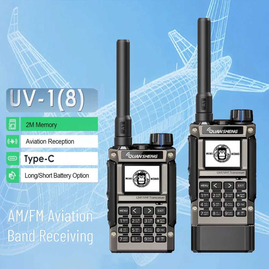 Quansheng UV-K1(8) Air Band Walkie Talkie Беспроводная частота Копия Type-C Зарядка Многодиапазонная UHF VHF Радиолюбительская радиостанция Рация