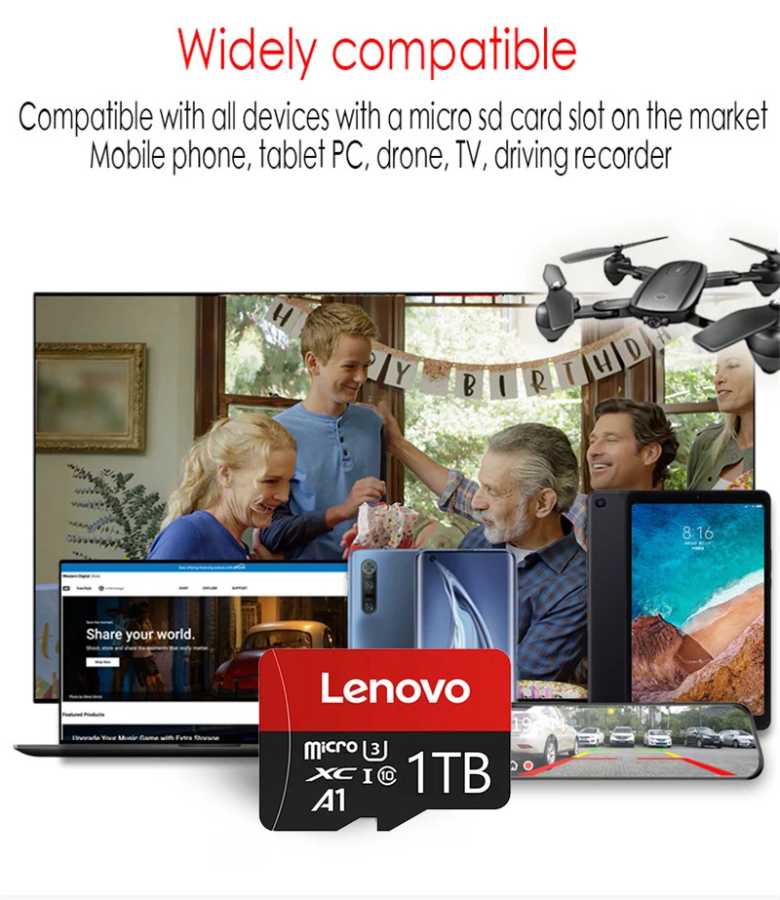 Фотография №3 товара Карта памяти Lenovo Micro SD Class 10, высокоскоростная, для видео