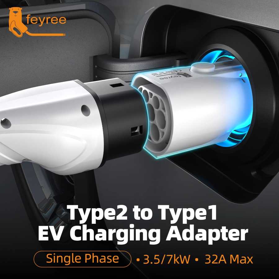 Фотография №3 товара Адаптер для зарядки электромобилей Feyree: Type2 IEC62196-2 на Type1, зарядное