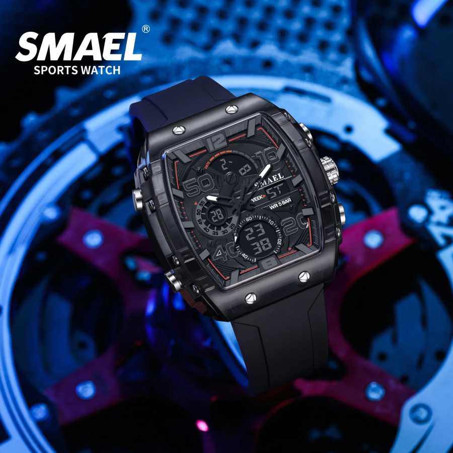Фотография №3 товара SMAEL 8109 Новые мужские часы, многофункциональные спортивные 50 м, водонепроницаемые,