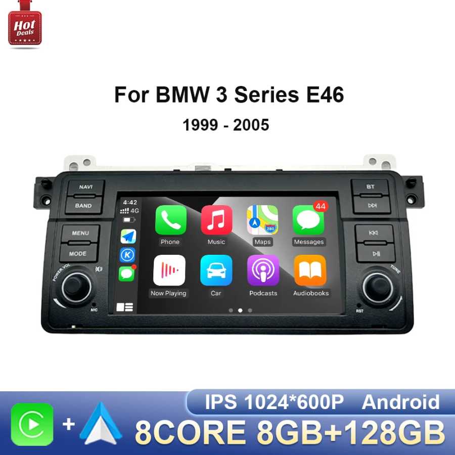 Беспроводная Автомагнитола CarPlay, мультимедийный видеоплеер, навигация GPS, Android, авто для BMW 3 серии E46 1999-2005, головное устройство с Wi-Fi Автоэлектроника