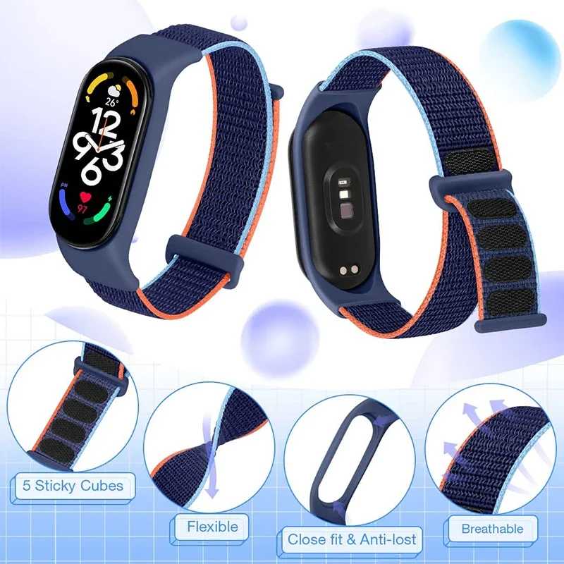 Фотография №1 товара Нейлоновая петля для умных часов Xiaomi Mi Band 7-6, спортивный