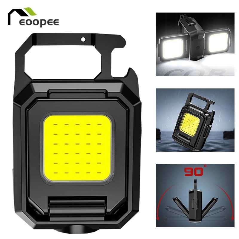 Мини-брелок 800 мАч COB Work Light USB перезаряжаемый световой ремешок 90 &deg; Складной боковой яркий портативный фонарь TSuper Портативное освещение
