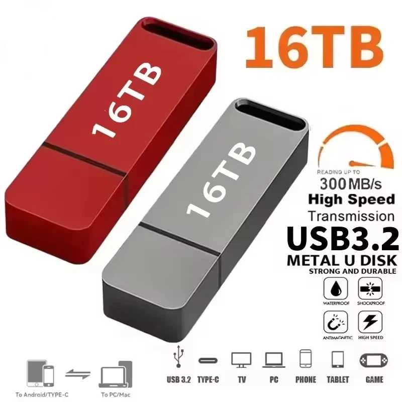 Фотография №2 товара Оригинальный флеш-накопитель USB 3.2 на 16 ТБ, высокоскоростной флеш-накопитель Type-C,
