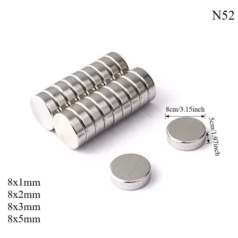 N52 8x1 8x2 8x3 8x5 Магнит Супермощный никель Мощный, высокая прочность диска Неодимовые магниты Поиск на холодильник DIY Craft Крепеж и скобяные изделия