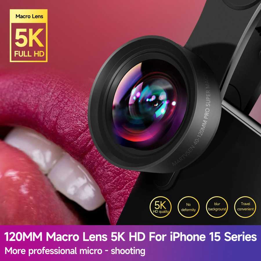 Макрообъектив MARTVSEN 120 мм, профессиональный 5K HD 10x Super Macro, универсальный фотообъектив с зажимом для камеры iPhone Samsung Andriod Аксессуары для фотосъемки на мобильный телефон