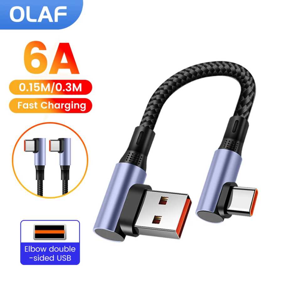 15 см 30 см 90 &deg; Короткий кабель USB типа C 6A USB C к USB C для iPhone 15 16 Sumsung Huawei Power Bank Кабель для быстрой зарядки данных Аксессуары для мобильных телефонов