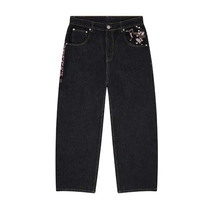 Фотография №4 товара Y2K Мешковатые джинсы Cherry Blossom Selvedge Джинсовые брюки с вышивкой