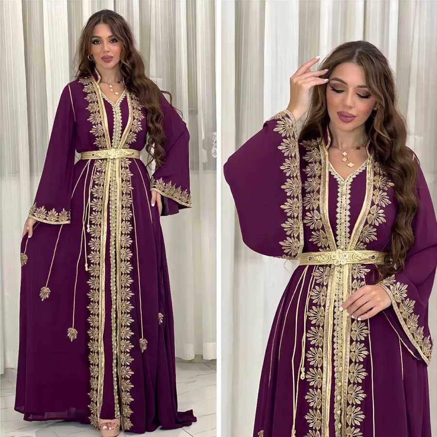 Фотография №1 товара Eid, мусульманские женщины, искусственные платья с вышивкой, комплект из 2