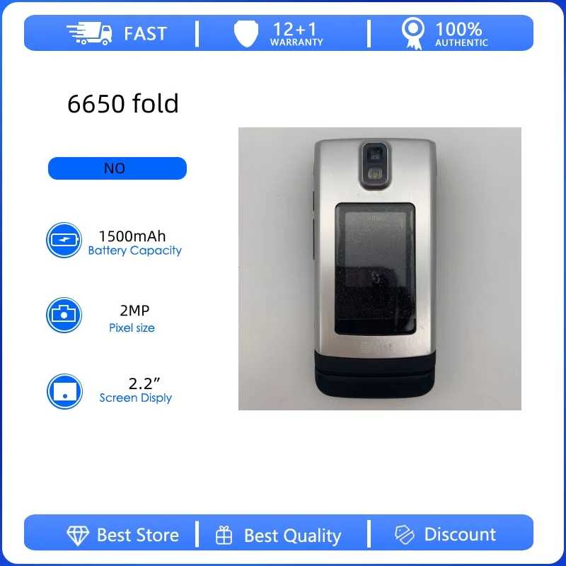 Оригинальный восстановленный мобильный телефон 6650 Fold 6650F 3G, разблокированный GSM 900/1800, с русской, арабской, ивритской клавиатурой, произведено в Финляндии Б/У и восстановленные телефоны