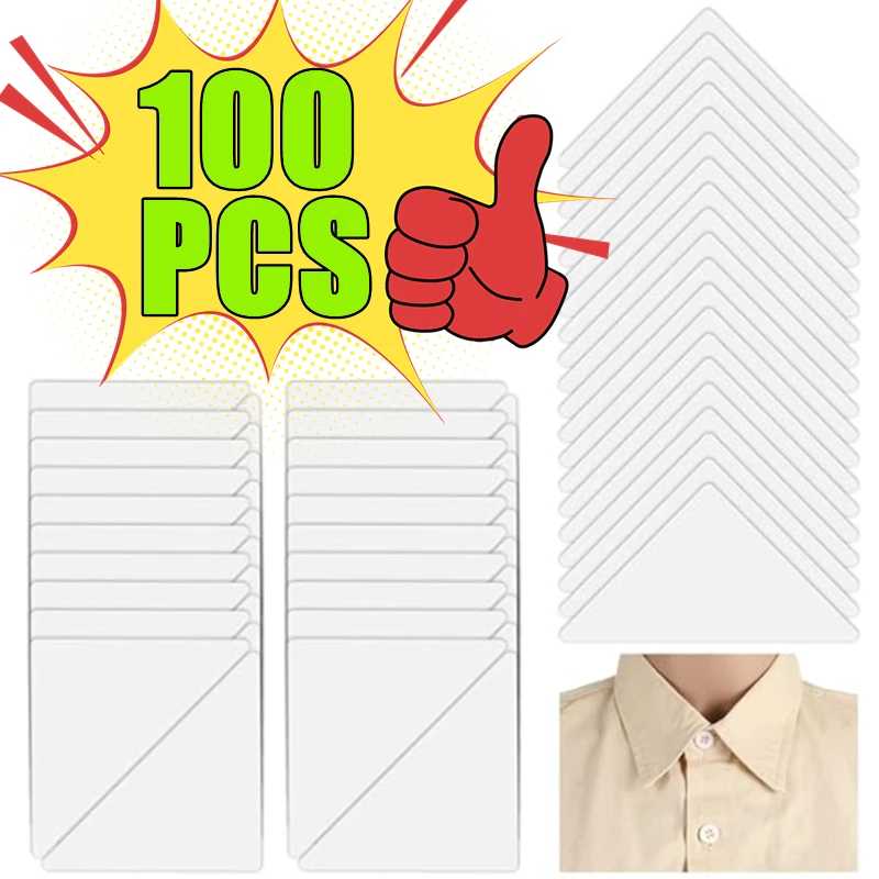 10-100 шт. Самоклеящиеся фиксирующие подушечки для воротника, лента для укладки воротника, не деформирующаяся защитная лента для воротника рубашки, подушечки для поддержки воротника рубашки Зажимы для воротников