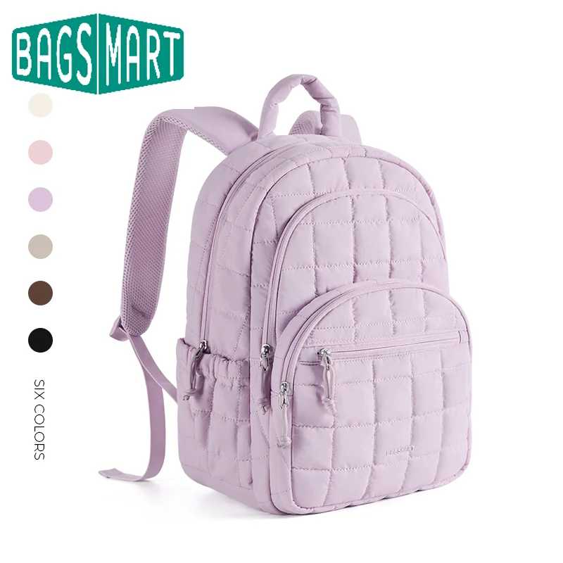 BAGSMART дорожный рюкзак для женщин, стеганый повседневный рюкзак, водостойкая сумка для книг для 15,6-дюймового ноутбука, модный студенческий рюкзак Рюкзак