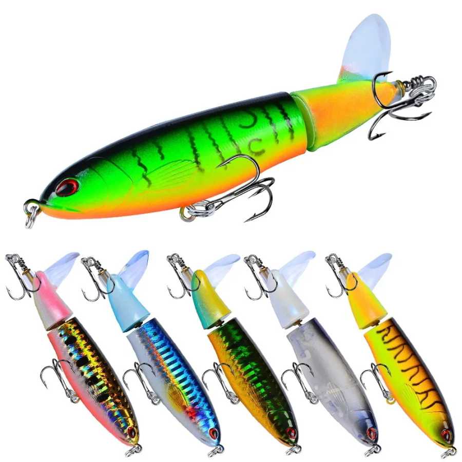 1 шт. 10 см 14 см Topwater Spinner рыболовная приманка Поппер искусственный карандаш жесткая приманка пропеллер вращающийся хвост рыболовные снасти Swimbait Для рыбалки