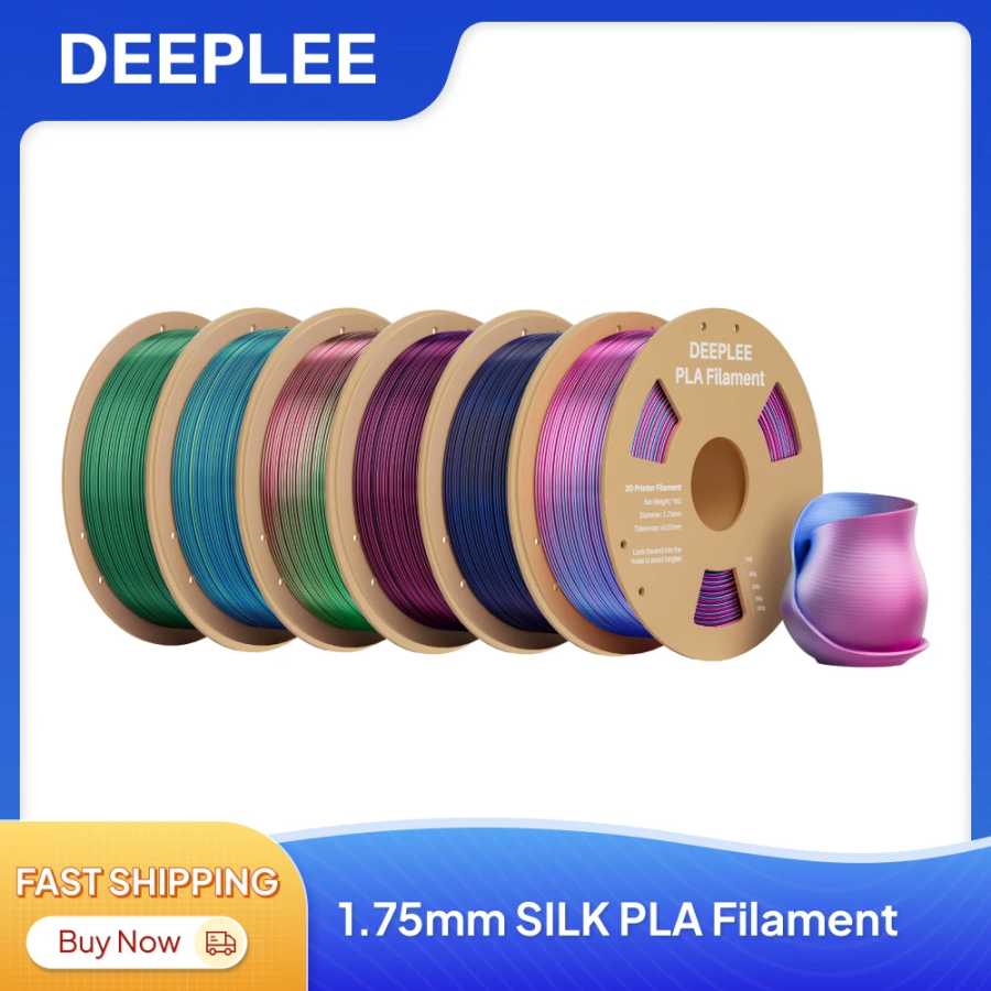 DEEPLEE Шелковый PLA-филамент 1 кг, 1,75 мм, золотой, для 3D-принтеров FDM, совместим с большинством моделей 3D-печать