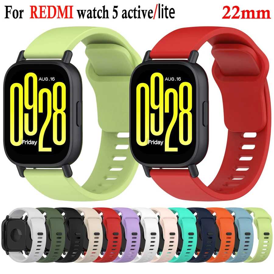Ремешок для часов 22 мм для Xiaomi Redmi Watch 5 Active, сменный ремешок для Redmi Watch 5 Lite Correa, ремешки для часов, браслет Умная электроника