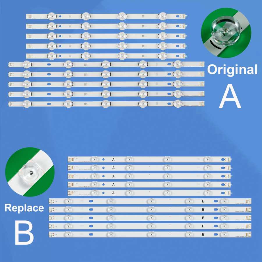 Светодиодная лента для Innotek DRT 3.0 49"A/B 49LB5550 49LB5500 49LB580V 49LB550V 6916L-1944A 6916l-1788A 6916L-1945A 6916l-1789A, 10 шт. Крупная бытовая техника