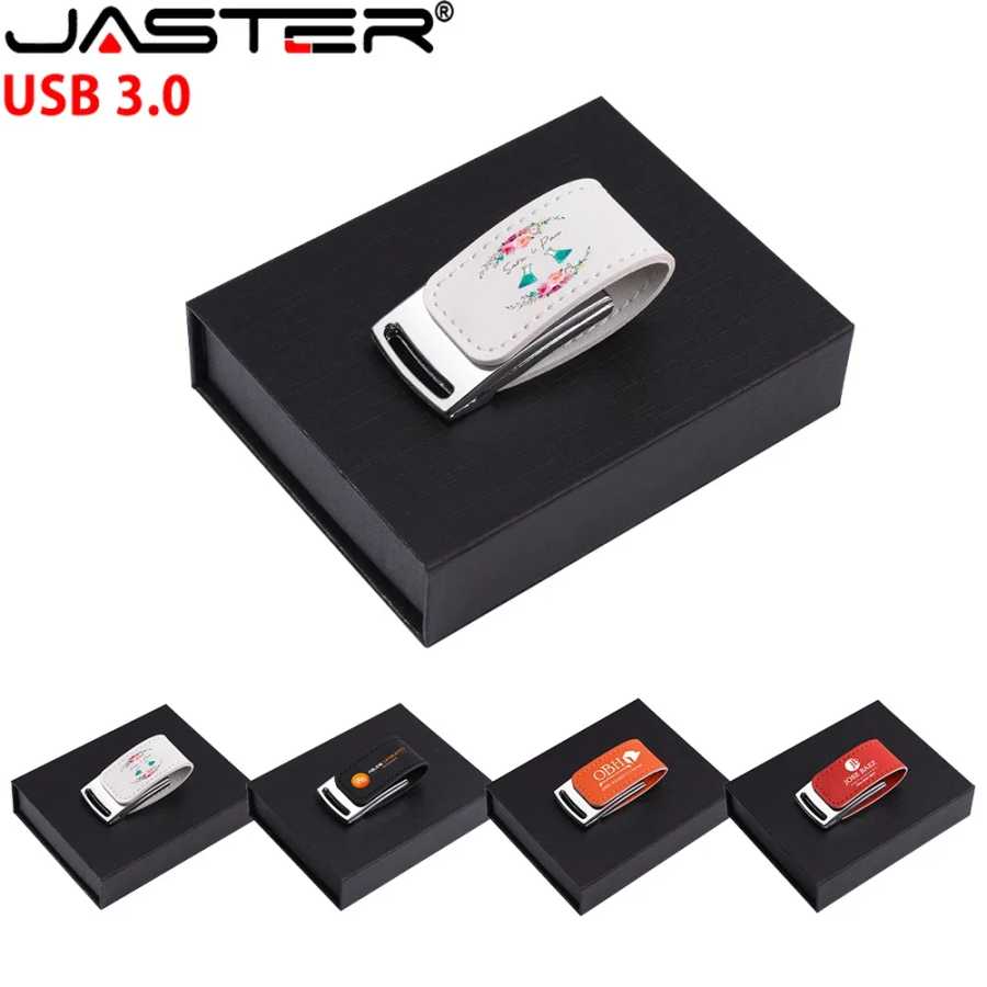 JASTER Кожаные флэш-накопители USB 3.0 128 ГБ Бесплатная цветная печать Pen Drive 64 ГБ 32 ГБ Память Реальная емкость 16 ГБ 8 ГБ 4 ГБ U-диск Хранение данных