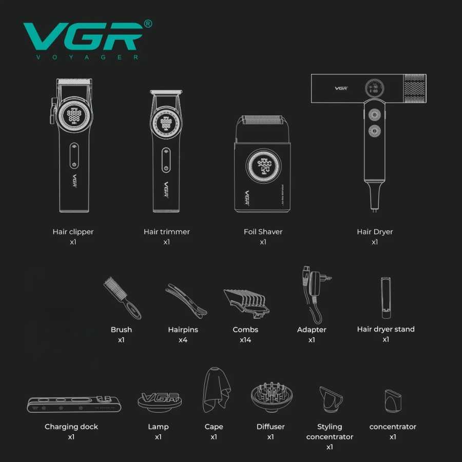 Фотография №5 товара VGR Лидер продаж Профессиональная Машинка для стрижки Горячая распродажа Бесщеточный