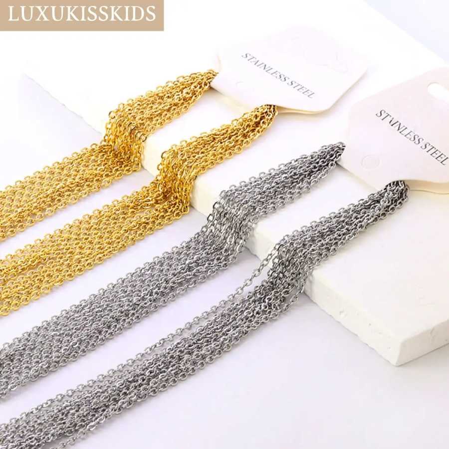 LUXUKISSKIDS цепи из нержавеющей стали, ожерелье для женщин, 10 шт./лот, оптовая продажа, DIY Rolo, 2 мм, цепочка, не выцветает, колье для изготовления ювелирных изделий Бижутерия