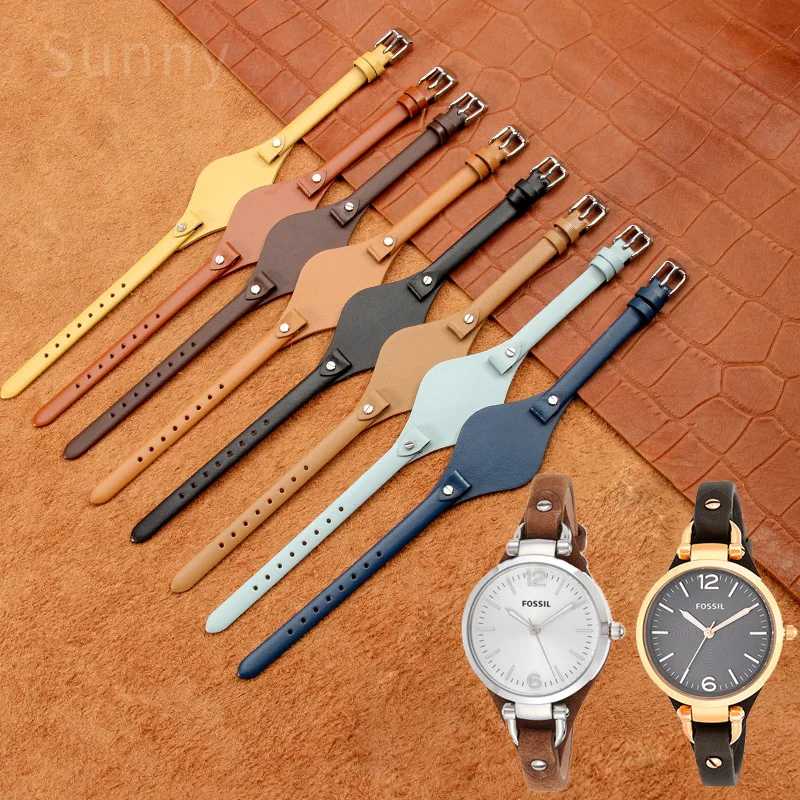 Ремешок из натуральной кожи для часов Fossil ES3060 ES3565 ES2830 3077 3262 3060 4176 4119, маленький женский браслет из мягкой воловьей кожи, 8 мм Аксессуары для часов
