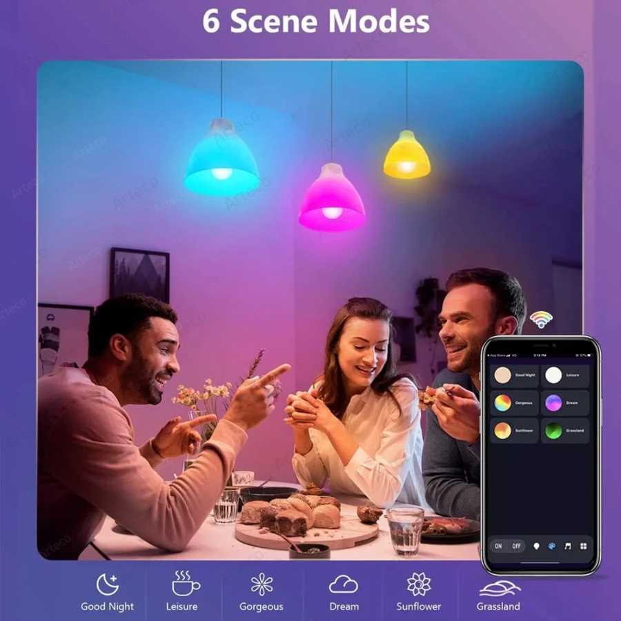 Фотография №1 товара Bluetooth Smart LED Bulb Tuya Light Bulbs AC 85-265V Регулируемая